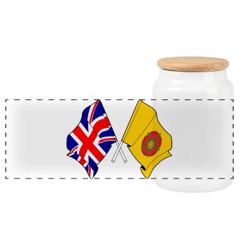 Lancashire & Great Britain Flag - Panoramic Cookie Jar with Wooden Lid - white - Front