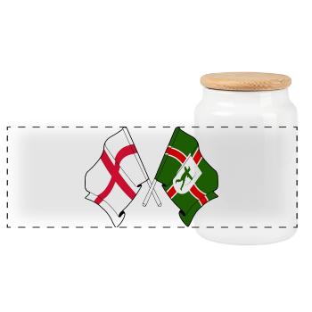 Drapeaux du Nottinghamshire × Angleterre - Boîte à biscuits avec couvercle en bois - blanc - Devant