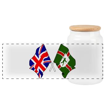 Nottinghamshire- und UK-Flaggen - Panorama Keksdose mit Holzdeckel - Weiß - Vorne