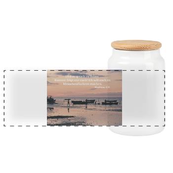 Vocation on the beach: fisher of men - Panoramic Cookie Jar with Wooden Lid - white - Front