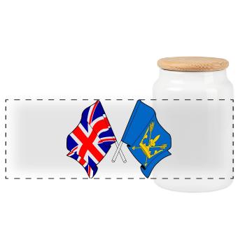 Suffolk & Great Britain Crossed Flags - Panoramic Cookie Jar with Wooden Lid - white - Front