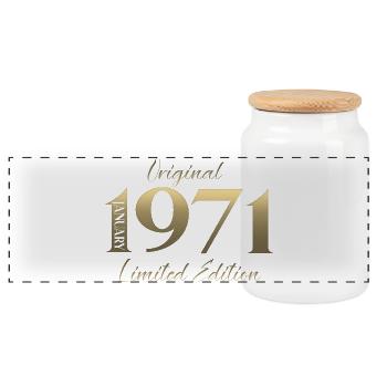 55e anniversaire Original janvier Né en 1971 - Boîte à biscuits avec couvercle en bois - blanc - Devant