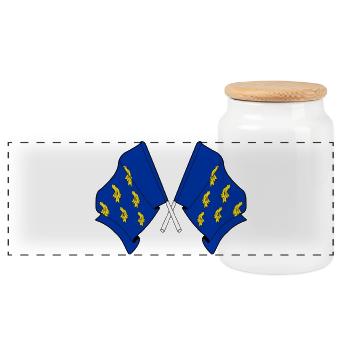 Two crossed flags West Sussex - Panoramic Cookie Jar with Wooden Lid - white - Front
