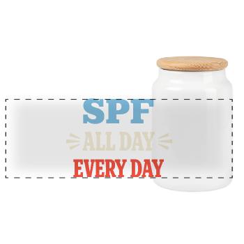 Spf Kultur Identität Hautpflege Humor - Panorama Keksdose mit Holzdeckel - Weiß - Vorne