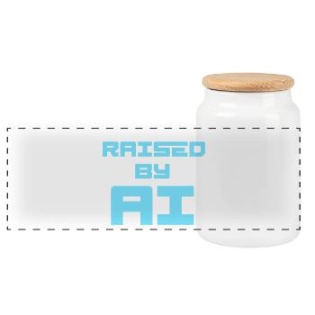 RAISED BY AI - Panoramic Cookie Jar with Wooden Lid - white - Front