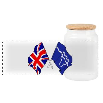 Tyne and Wear & Great Britain crossed - Panoramic Cookie Jar with Wooden Lid - white - Front