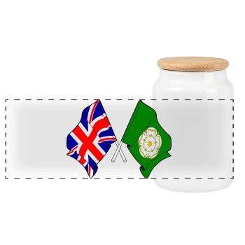 North Yorkshire & Great Britain crossed - Panoramic Cookie Jar with Wooden Lid - white - Front