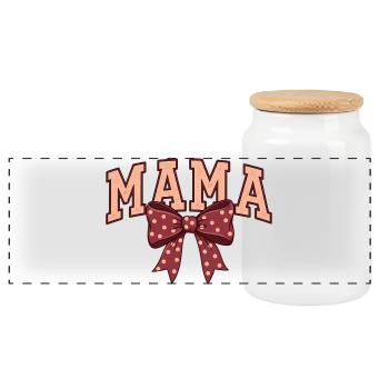 Mom Bow Dots – Mom Motif - Boîte à biscuits avec couvercle en bois - blanc - Devant