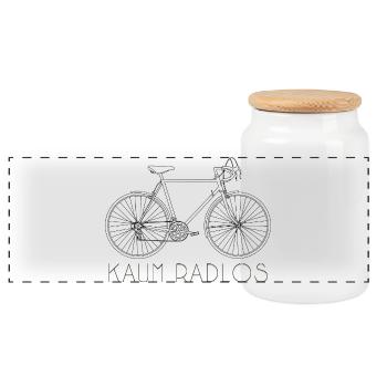 Lignes de vélo Hardly Wheelless Design Cycling Rétro - Boîte à biscuits avec couvercle en bois - blanc - Devant