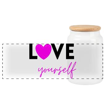 AIME-TOI ROSE ! SENTIMENT D’AUTONOMISATION MENTALE - Boîte à biscuits avec couvercle en bois - blanc - Devant
