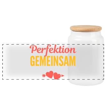 Perfection Together: Love in the Team - Panoramic Cookie Jar with Wooden Lid - white - Front