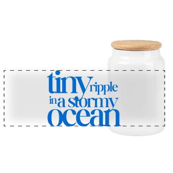 Tiny ripple in a stormy ocean - Panoramic Cookie Jar with Wooden Lid - white - Front