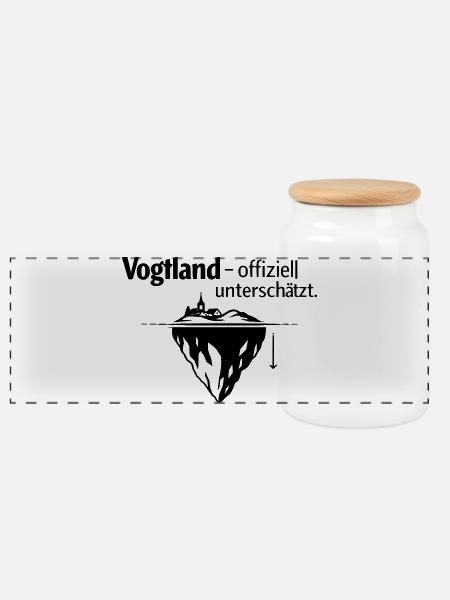 Vogtland - unterschätzt - Panorama Keksdose mit Holzdeckel - Weiß