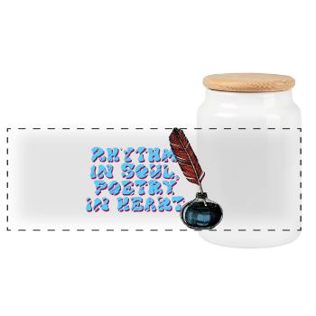 Poésie dans l’âme et le cœur - Boîte à biscuits avec couvercle en bois - blanc - Devant