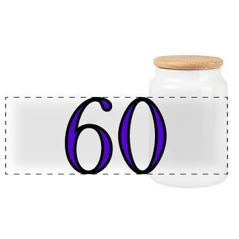 60. 60 JAHRE. 60-JÄHRIGES JUBILÄUM. 60. GEBURTSTAG. - Panorama Keksdose mit Holzdeckel - Weiß - Vorne