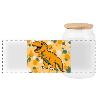 T-Rex Dino - Boîte à biscuits avec couvercle en bois - blanc - Devant