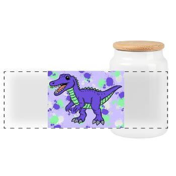 Baryonyx Dino - Boîte à biscuits avec couvercle en bois - blanc - Devant