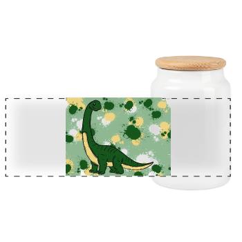 Brachiosaurus Dino - Panorama Keksdose mit Holzdeckel - Weiß - Vorne