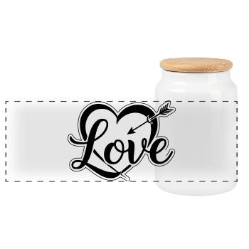 Heart love valentine's day - Panoramic Cookie Jar with Wooden Lid - white - Front