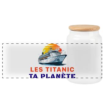 Les_titanic_ta_plante - Boîte à biscuits avec couvercle en bois - blanc - Devant