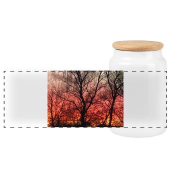 coucher de soleil - Boîte à biscuits avec couvercle en bois - blanc - Devant