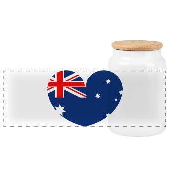 Drapeau australien avec cœur - Boîte à biscuits avec couvercle en bois - blanc - Devant