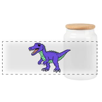 Dino - Panorama Keksdose mit Holzdeckel - Weiß - Vorne