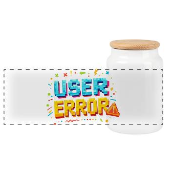 User Error Pixel Art - Panoramic Cookie Jar with Wooden Lid - white - Front