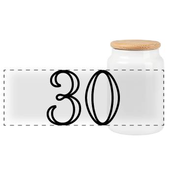 30. 30 ANS. 30e ANNIVERSAIRE. ANNIVERSAIRE 30 ANS. - Boîte à biscuits avec couvercle en bois - blanc - Devant