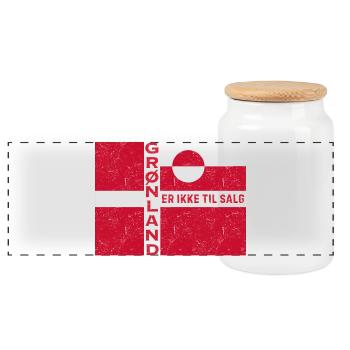 Emblème du Groenland Non à vendre - Boîte à biscuits avec couvercle en bois - blanc - Devant