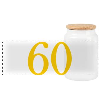 60. 60 YEARS. 60th ANNIVERSARY. 60TH BIRTHDAY. - Panoramic Cookie Jar with Wooden Lid - white - Front