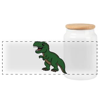 Dinosaur - Panoramic Cookie Jar with Wooden Lid - white - Front