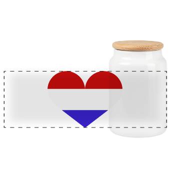 Niederländische Herzflagge - Panorama Keksdose mit Holzdeckel - Weiß - Vorne