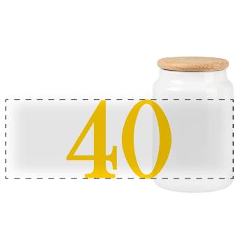 40. 40 YEARS. 40th ANNIVERSARY. 40 YEARS ANNIVERSARY. - Panoramic Cookie Jar with Wooden Lid - white - Front
