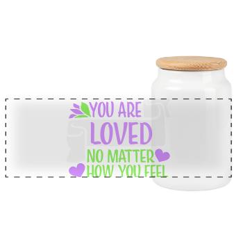 You Are Loved No Matter How You Feel Compassion - Panoramic Cookie Jar with Wooden Lid - white - Front