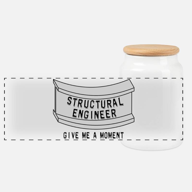 Structural Engineer Beam Moment - Panoramic Cookie Jar with Wooden Lid - white