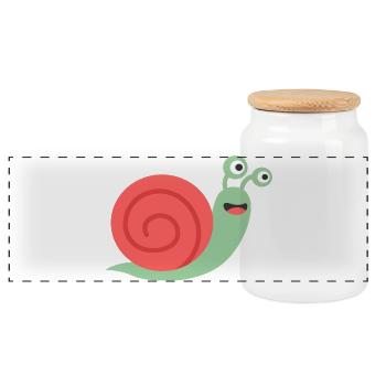 Süße Schnecke Comic Design für Babys & Kinder - Panorama Keksdose mit Holzdeckel - Weiß - Vorne