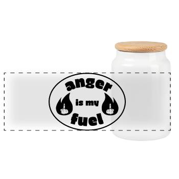 Anger is my fuel - Panoramic Cookie Jar with Wooden Lid - white - Front