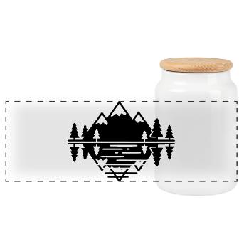 Berge Landschaft Geometrisch - Panorama Keksdose mit Holzdeckel - Weiß - Vorne