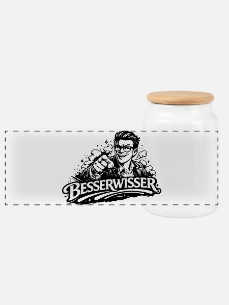 Beserwisser - Panorama Keksdose mit Holzdeckel - Weiß