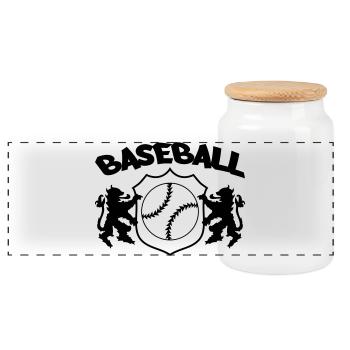 Baseball Logo - Panorama Keksdose mit Holzdeckel - Weiß - Vorne
