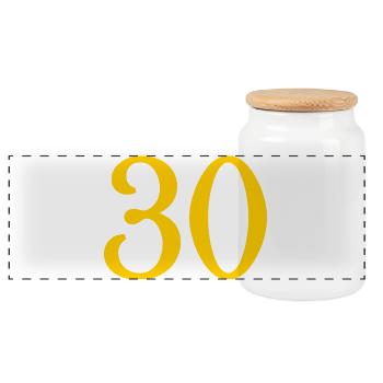 30. 30 ANS. 30e ANNIVERSAIRE. ANNIVERSAIRE 30 ANS. - Boîte à biscuits avec couvercle en bois - blanc - Devant