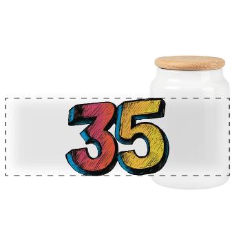 35 Nombre Coloré - Boîte à biscuits avec couvercle en bois - blanc - Devant