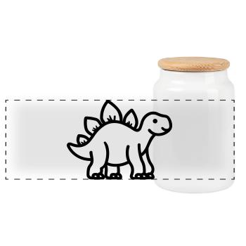 stegosaurus - Boîte à biscuits avec couvercle en bois - blanc - Devant
