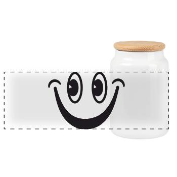 Smiling Face - Panoramic Cookie Jar with Wooden Lid - white - Front