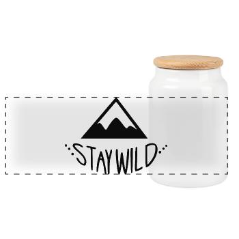 Stay Wild Berglandschaft - Panorama Keksdose mit Holzdeckel - Weiß - Vorne
