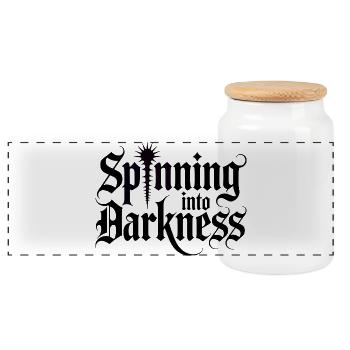 Spindle Design Typography - Panoramic Cookie Jar with Wooden Lid - white - Front