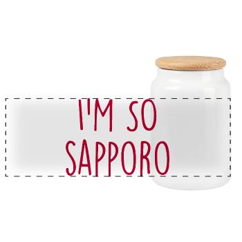 Sapporo Japan - Panoramic Cookie Jar with Wooden Lid - white - Front