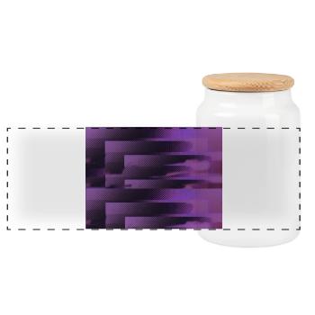 3D Glitch Purple Raster Neon - Panorama Keksdose mit Holzdeckel - Weiß - Vorne
