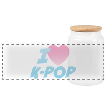 I love K-POP - Panoramic Cookie Jar with Wooden Lid - white - Front